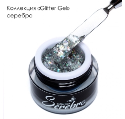 SEREBRO Гель лак Glitter gel серебро, 5 мл (баночка)