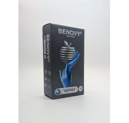 Перчатки Benovy нитрил голубые M