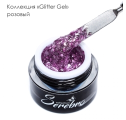 SEREBRO Гель лак Glitter gel розовый, 5 мл (баночка)