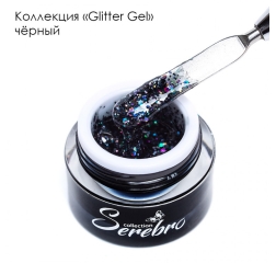 SEREBRO Гель лак Glitter gel черный , 5 мл (баночка)