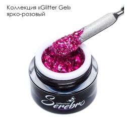 SEREBRO Гель лак Glitter gel ярко-розовый , 5 мл (баночка)