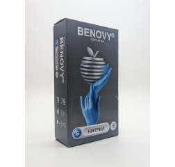 Перчатки Benovy нитрил голубые S