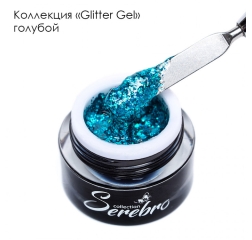 SEREBRO Гель лак Glitter gel голубой, 5 мл (баночка)