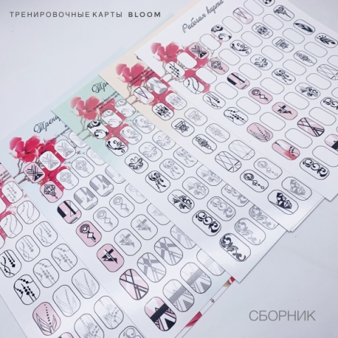 Bloom Набор тренировочных карт Сборник в интернет магазине в Сургуте,Bloom Набор тренировочных карт Сборник купить в Сургуте, Интернет-магазин Shopnails.pro Сургут предлагает купить Bloom Набор тренировочных карт Сборник, гели, акрилы, мономеры, наборы гель лаков Шеллак, биогелей OPI Axxium, специальные жидкости