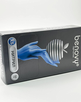 Перчатки Benovy XS, нитриловые, голубые (100 шт)